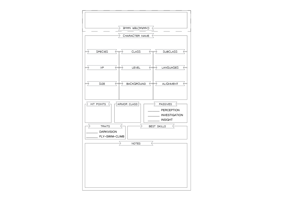 TTRPG: Fillable Player/NPC Cheat Card