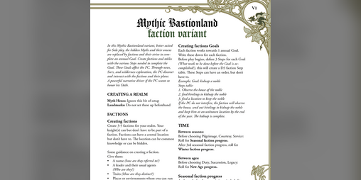 Cover image for Mythic Bastionland Faction Variant
