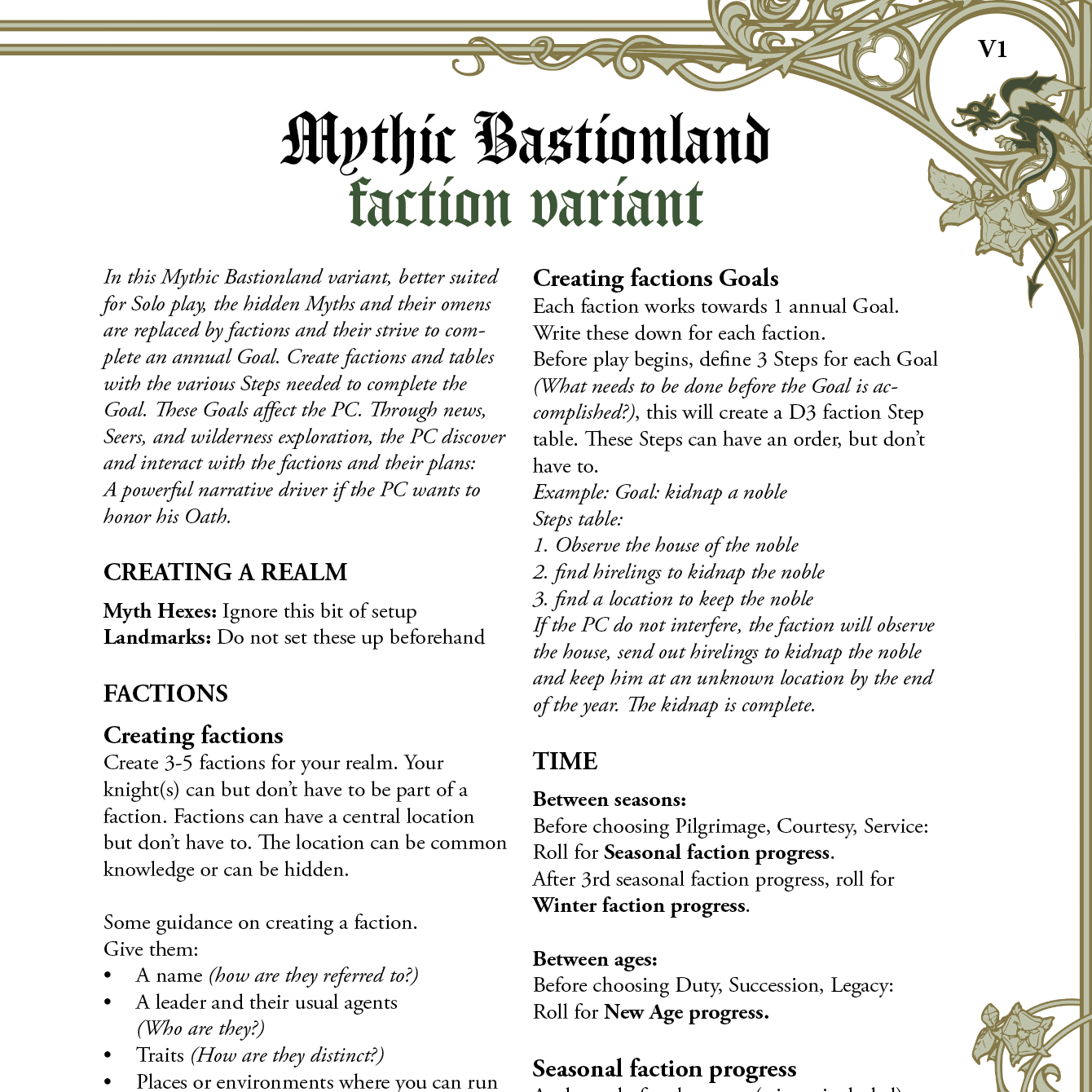 Cover image for Mythic Bastionland Faction Variant