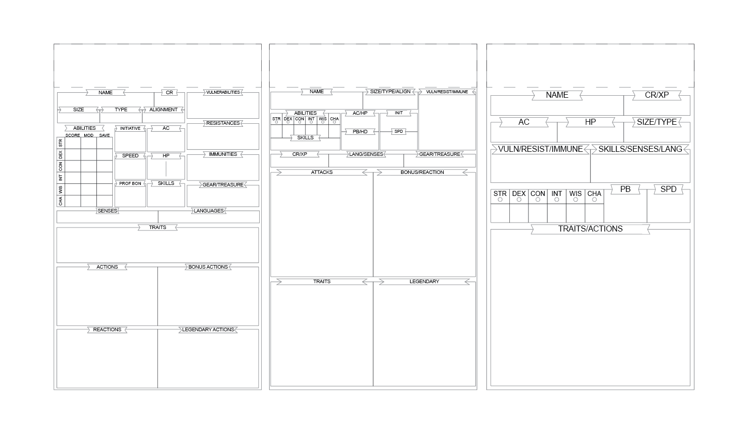 TTRPG: Fillable Stat Blocks
