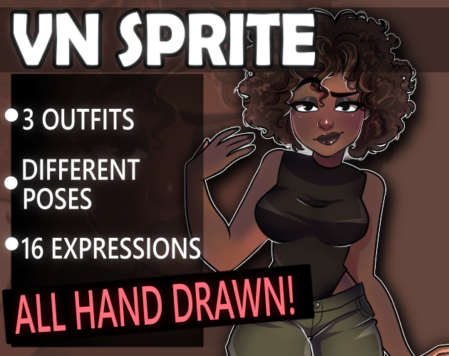 Sprite Female Rapper VN sprite Black Female by DrownInNoodles