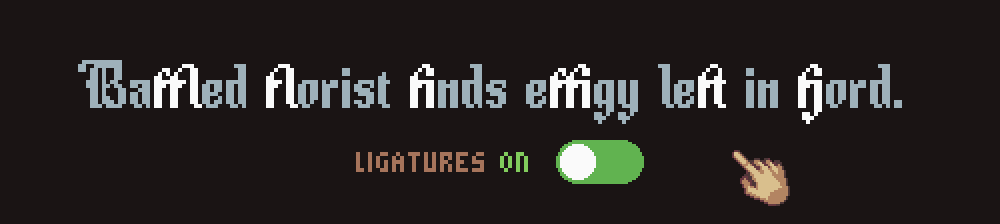 animation comparing ligatures enabled and disabled