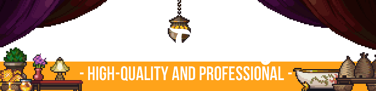 Pixel art banner with medieval furniture, decor, and text reading 'Medieval Fantasy Tiles - High-Quality and Professional'.