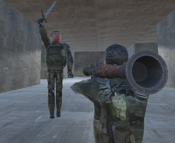 Rocket launcher in scene with titan zombie Rocket launcher in scene with titan zombie