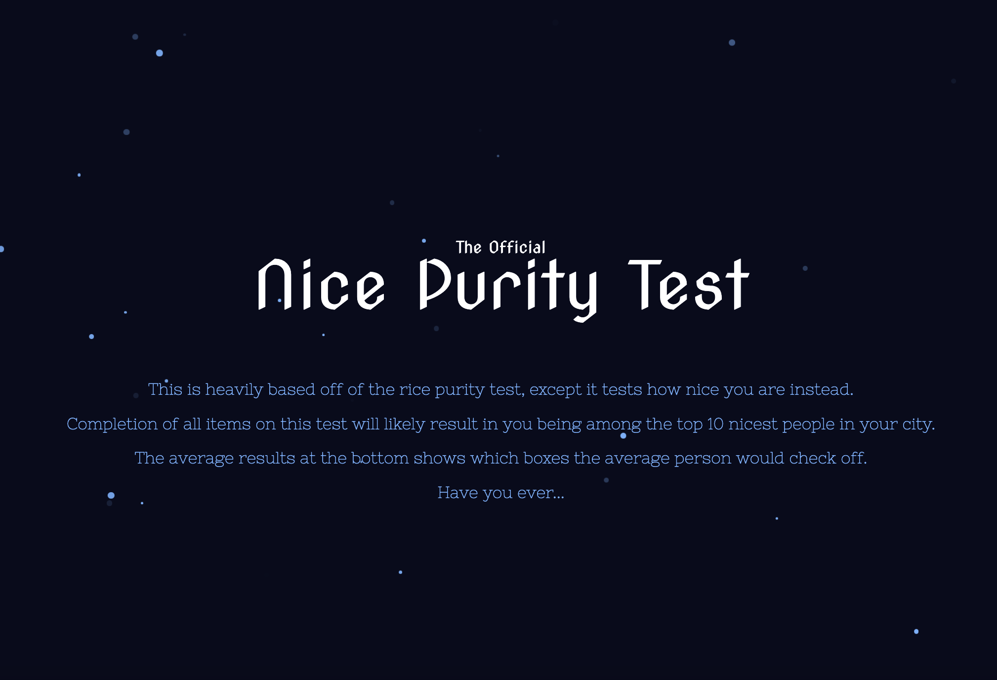 Nice Purity Test
