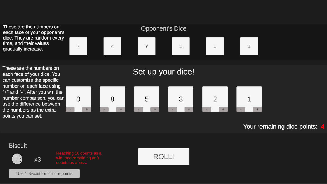 Dice Gambler for Biscuits