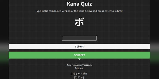Cover image for 🈁 Kana Quiz - Typed