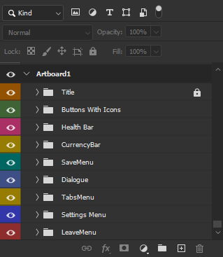 Photoshop Folders & Layers Organized and Color Coded