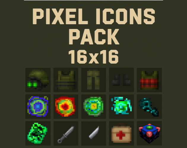 Pixel Icons Pack 16x16 – Fantasy & Survival by CaosGroup