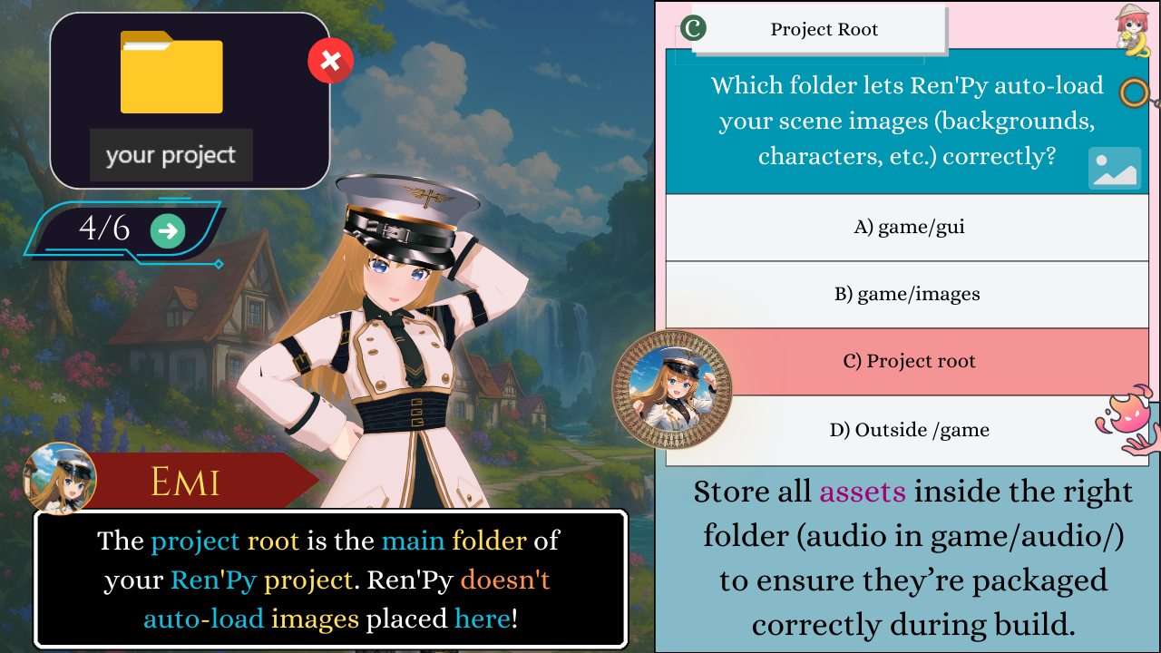 Ren’Py Poll Correction — Project root is not for scene images — Discover with Mia