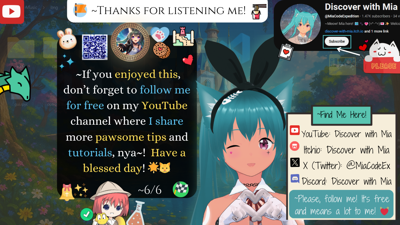 Ren’Py Poll Correction — Thank you for reading scene images — Discover with Mia