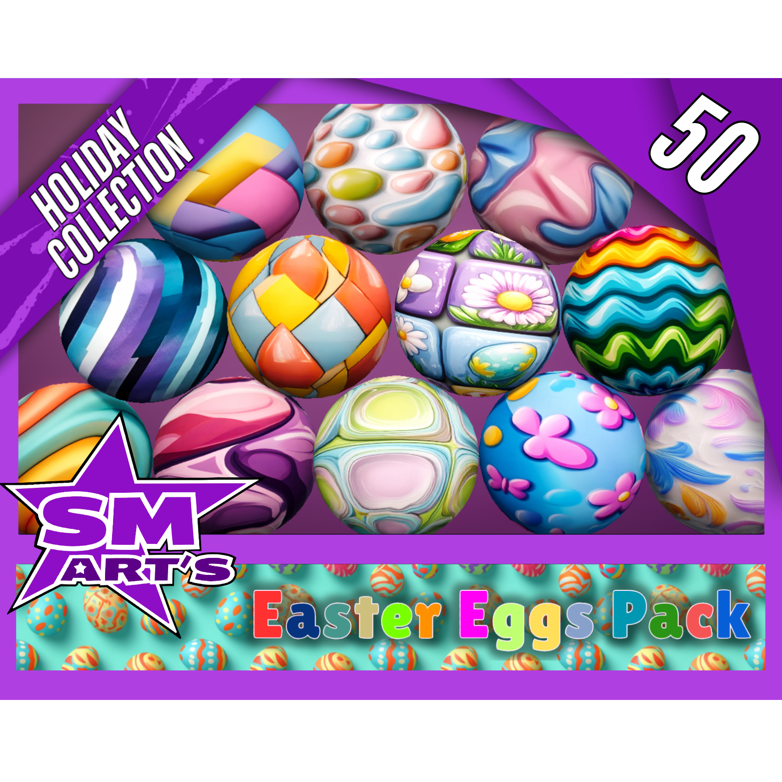 Easter Eggs Texture Pack - Stylized 50 Materials Texture by SM ART'S