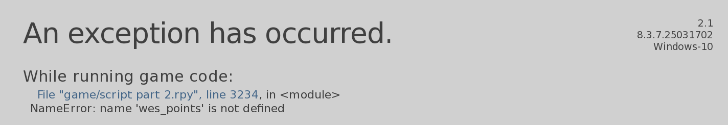 Error throughout the DLC Error throughout the DLC