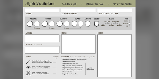Cover image for Mythic Bastionland Character Sheet