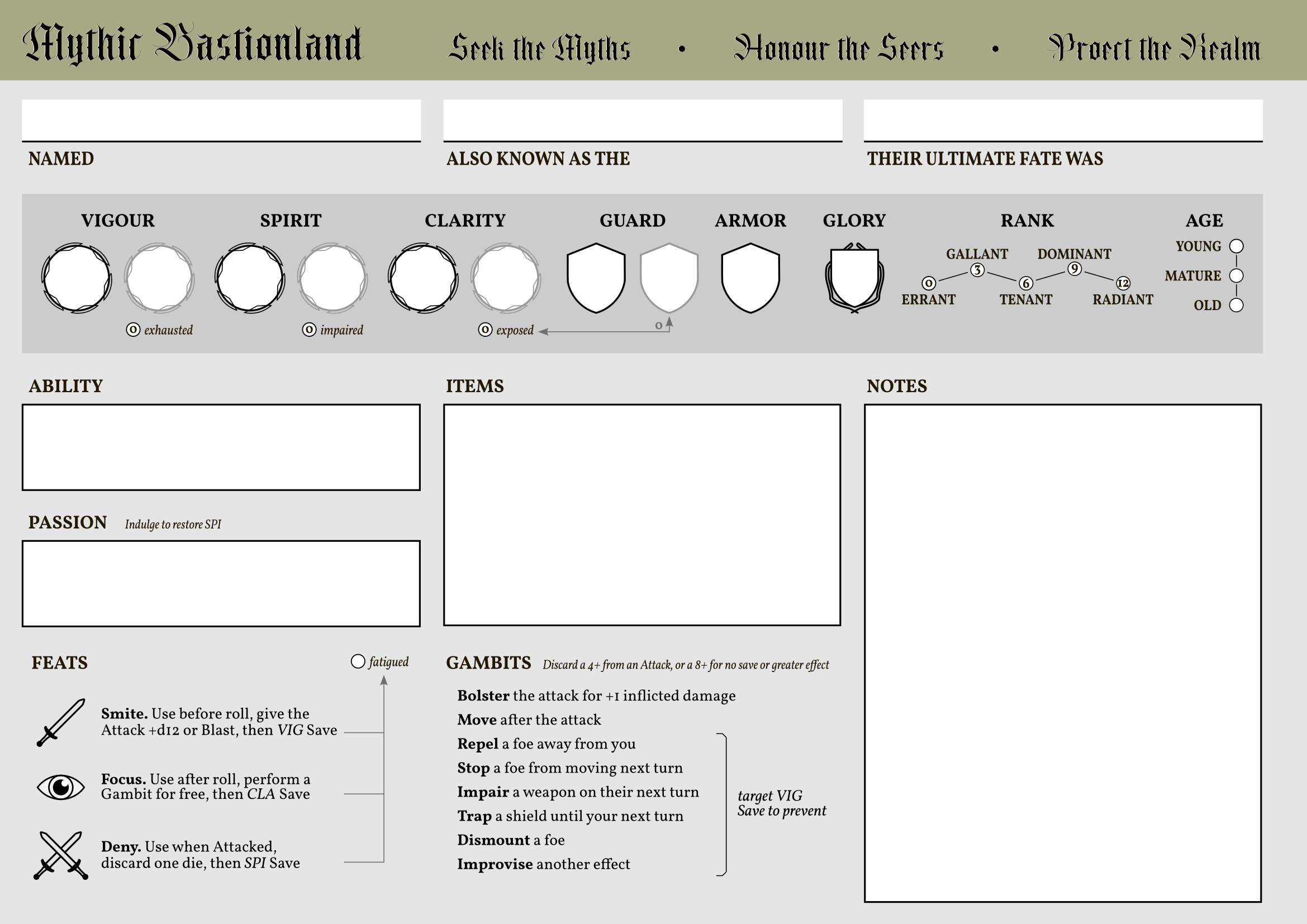 Cover image for Mythic Bastionland Character Sheet