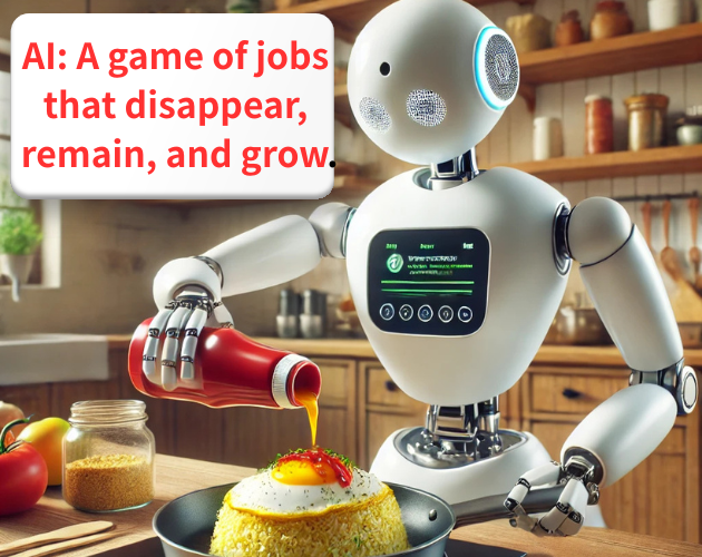 Cover image for AI: A game of jobs that disappear, remain, and grow.