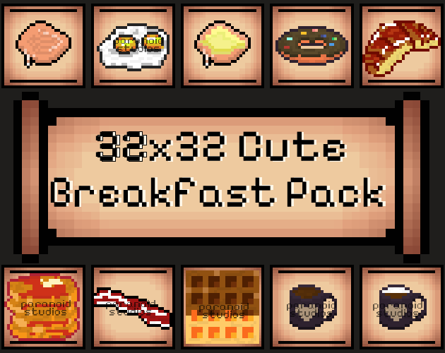 32x32 Cute Pixel Art - Breakfast Pack by Paranoid Studios