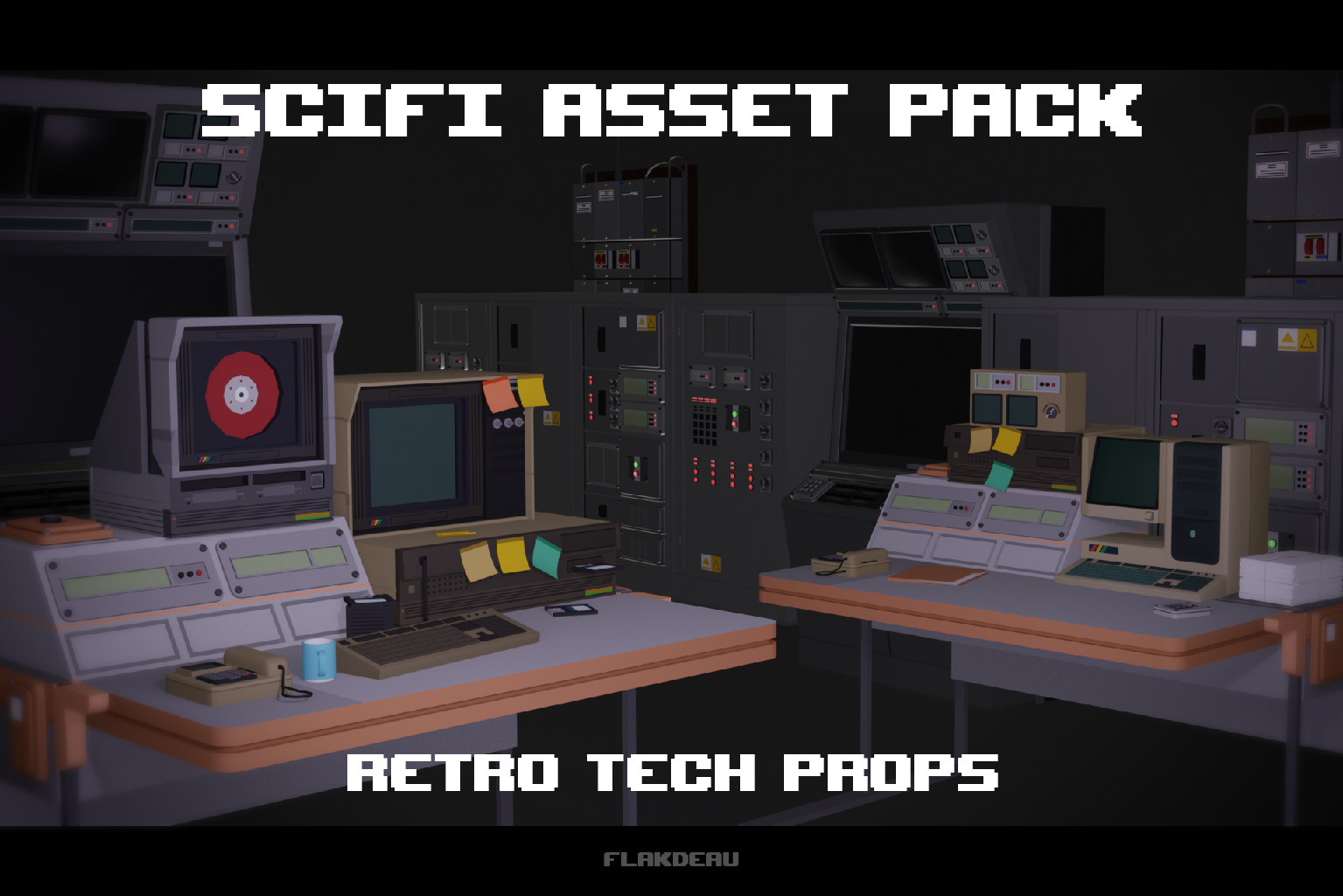 Scifi Asset Pack // Retro Tech Props by FlakDeau