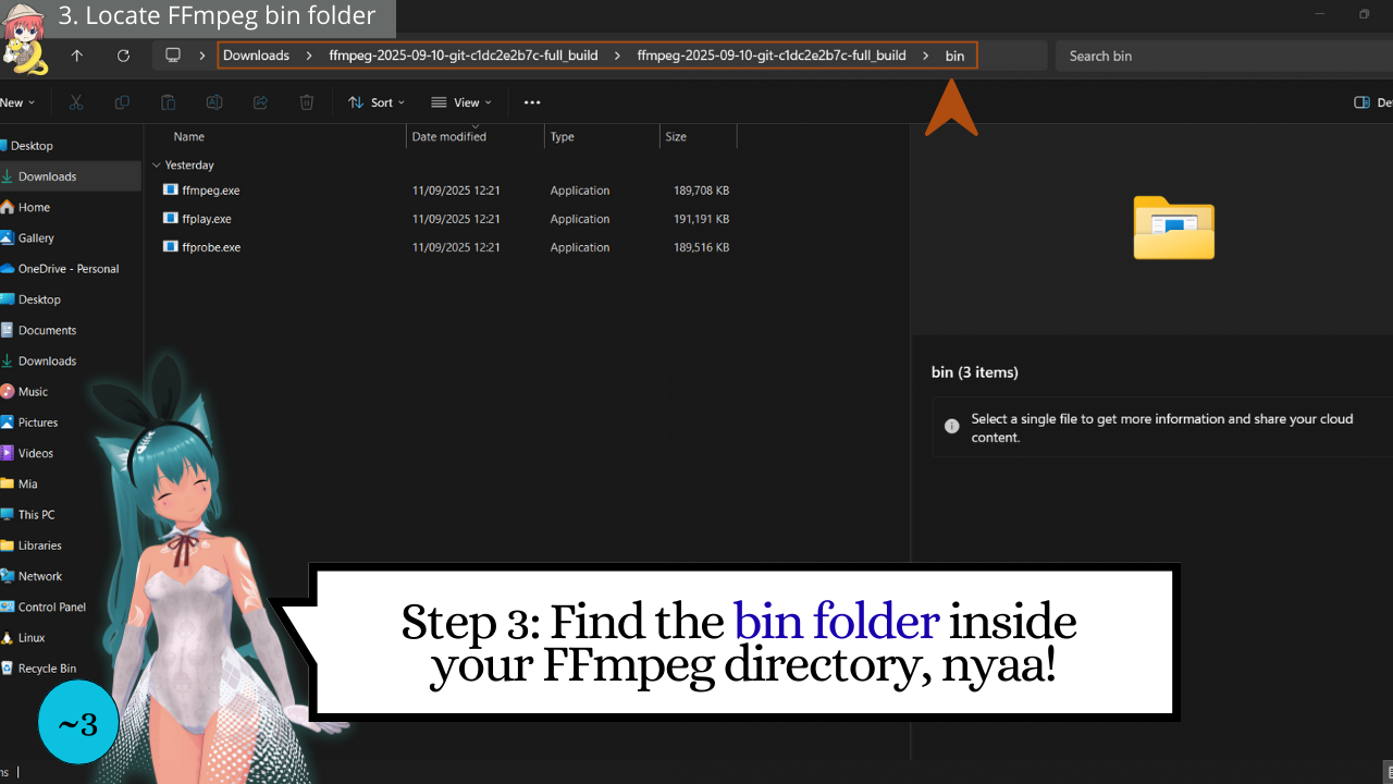 3 - Ren'Py Convert Video Tutorial - Locate FFmpeg Bin Folder - Discover with Mia