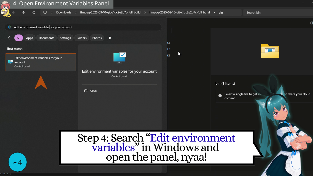 4 - Ren'Py Convert Video Tutorial - Open Environment Variables Panel - Discover with Mia
