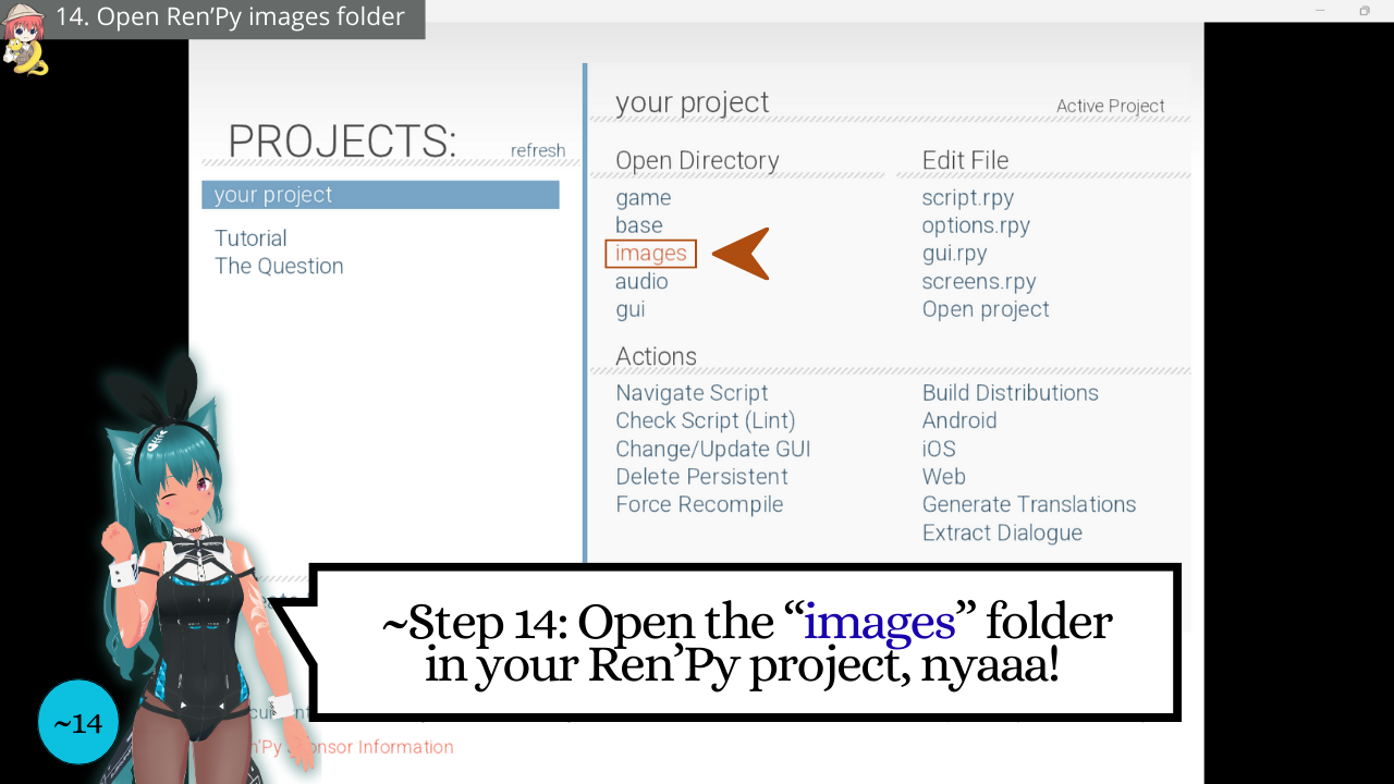 14 - Ren'Py Video Tutorial - Open Ren’Py images folder - Discover with Mia