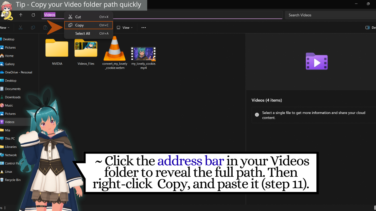 Tip - Ren'Py Video Tutorial - Copy your Video folder path quickly - Discover with Mia