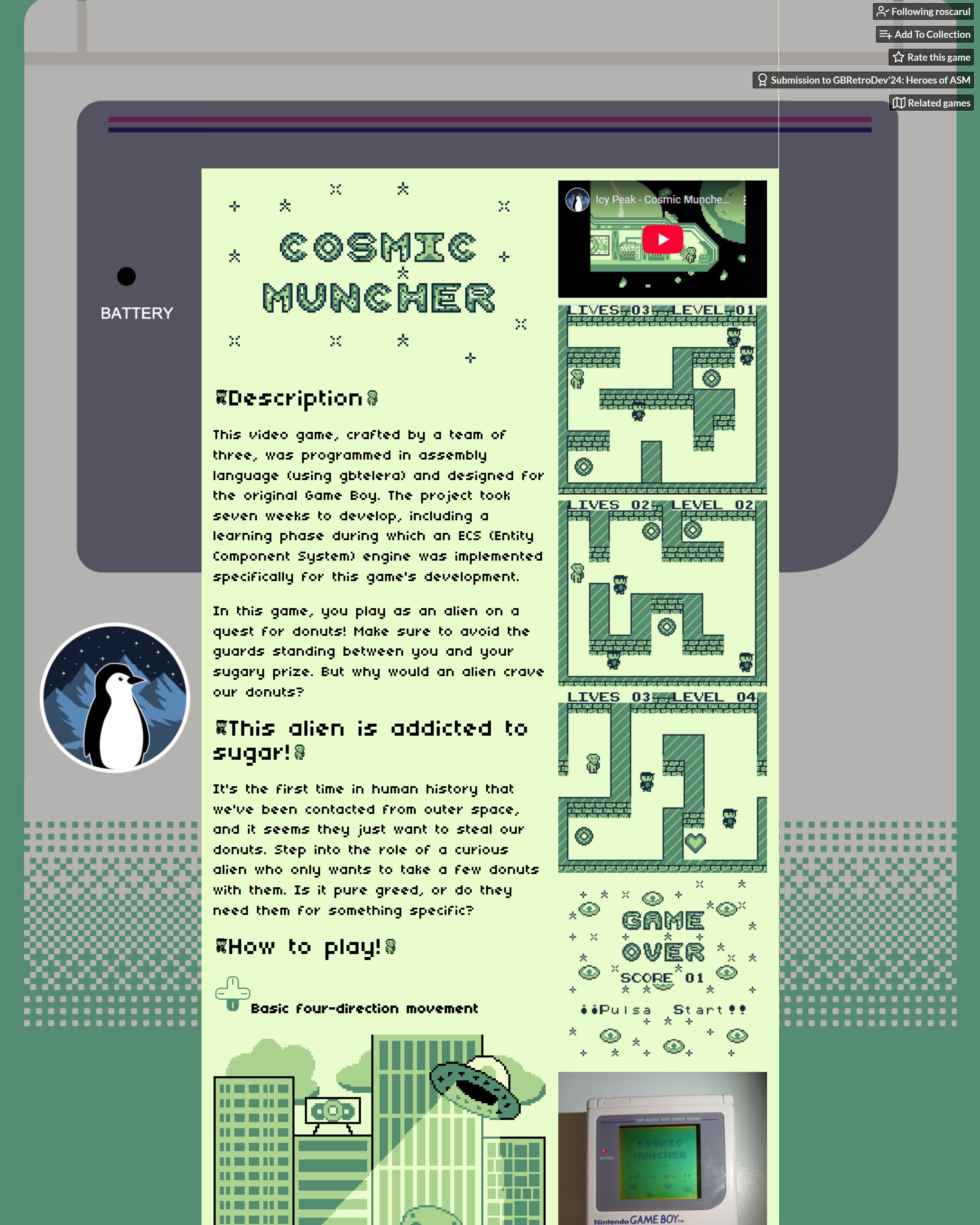 Cosmic Muncher Page Overview