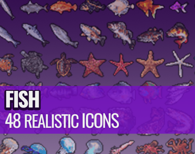 Realistic 32x32 Fish Icon Pack by SODA