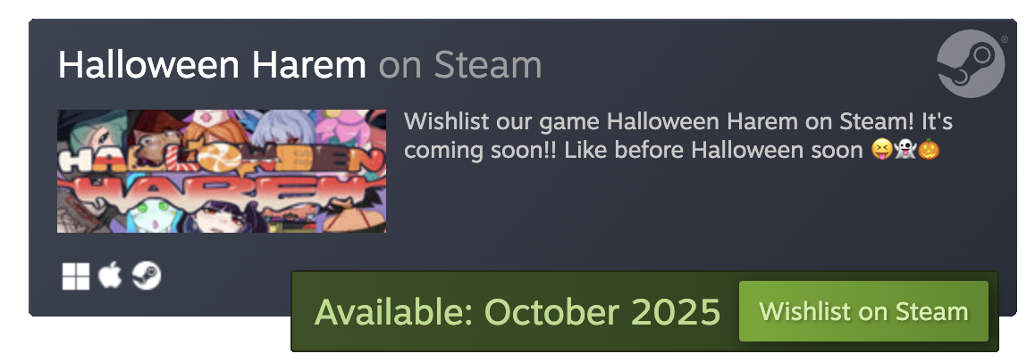 Wishlist Halloween Harem on Steam! Wishlist Halloween Harem on Steam!