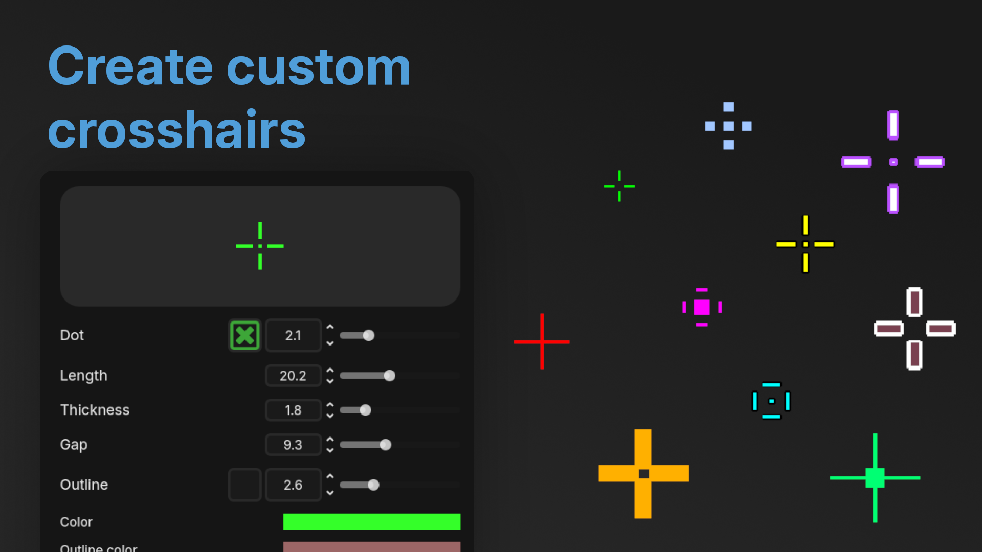 Create custom crosshairs