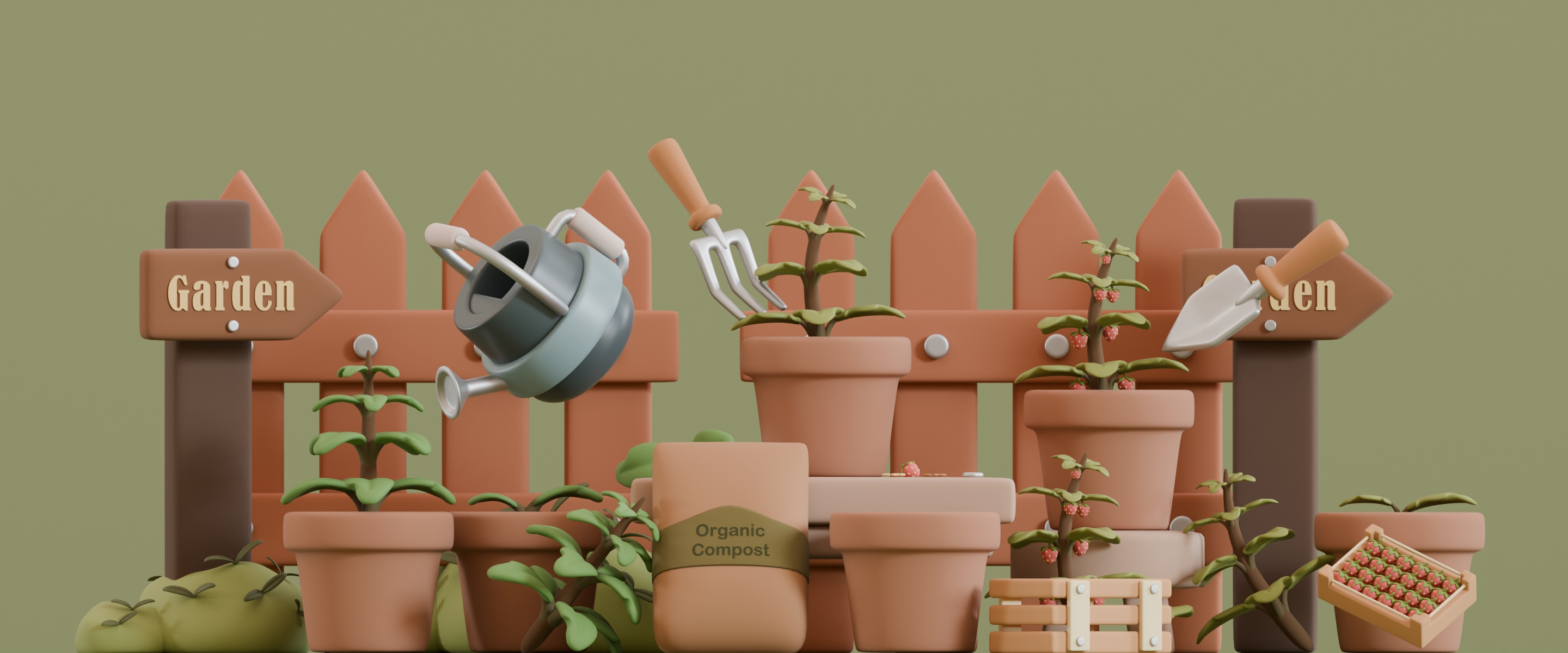 Lowpoly Garden Props