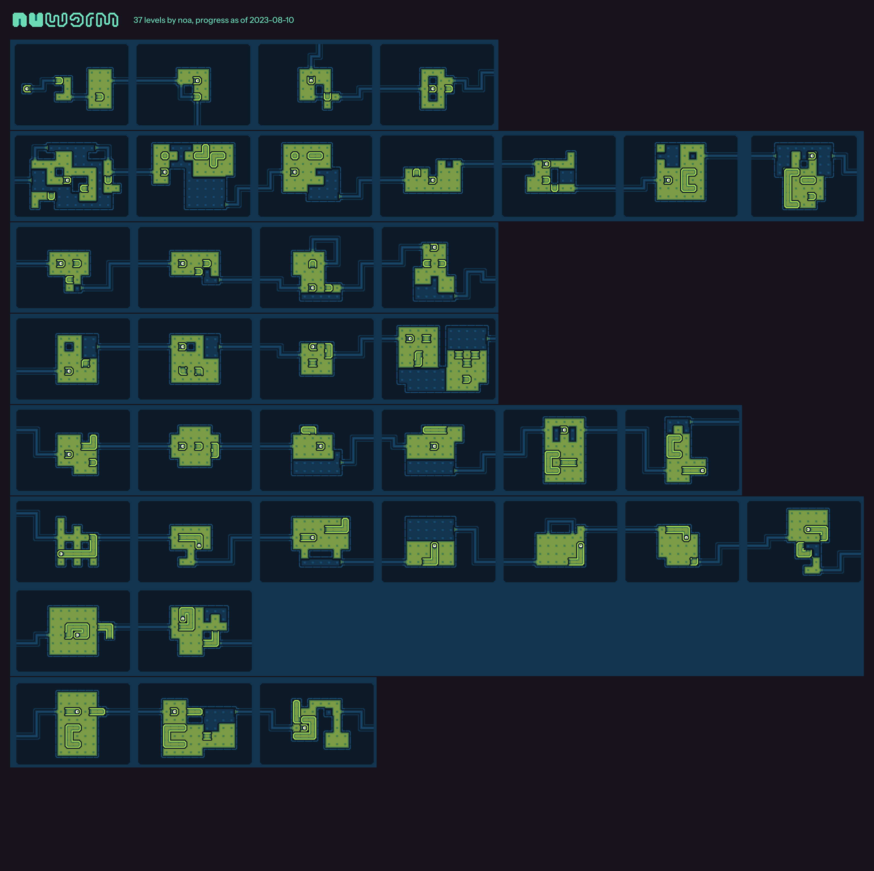 Overview of the 37 levels I made at this point