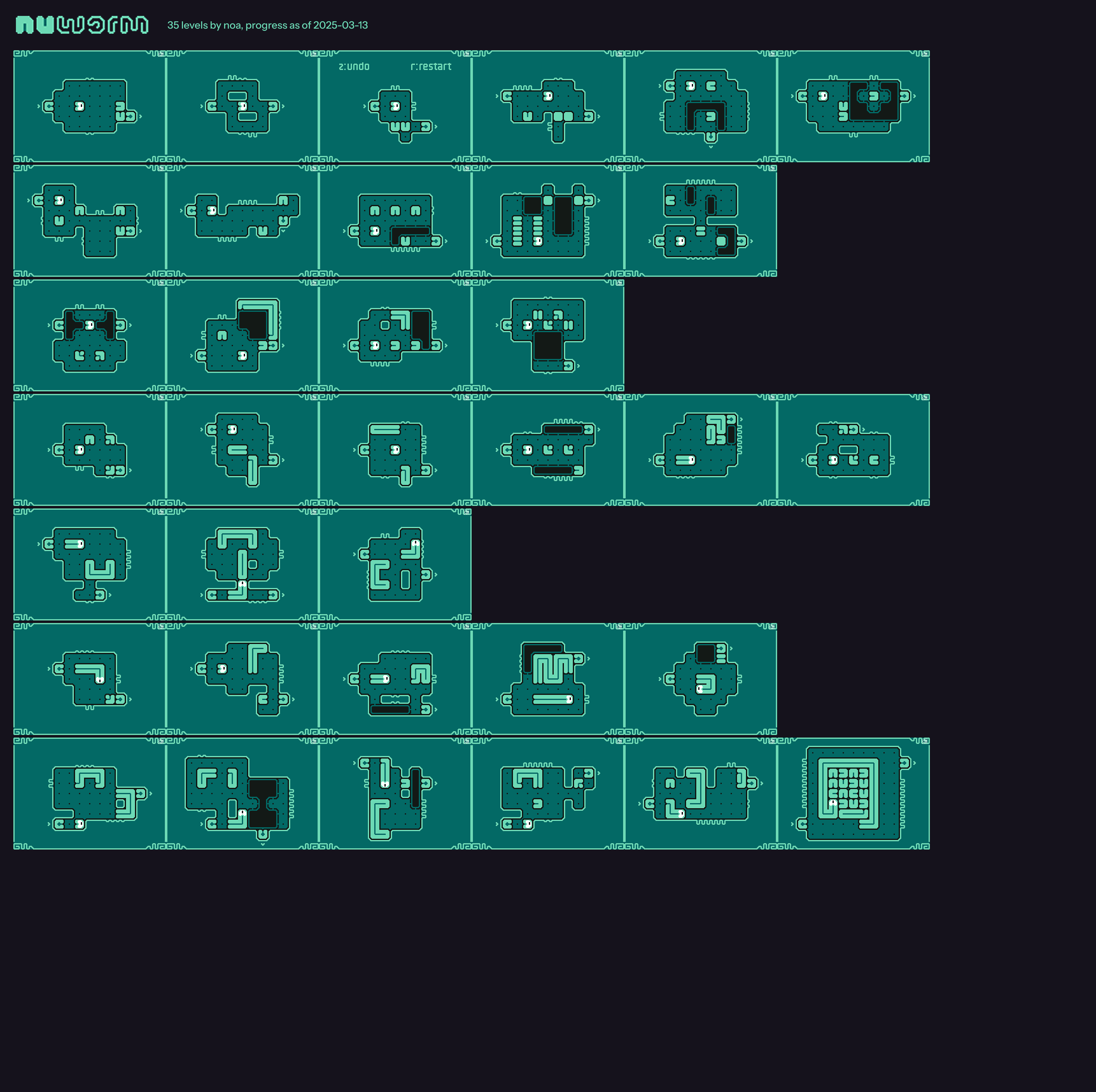 Overview of the 35 levels I made at this point