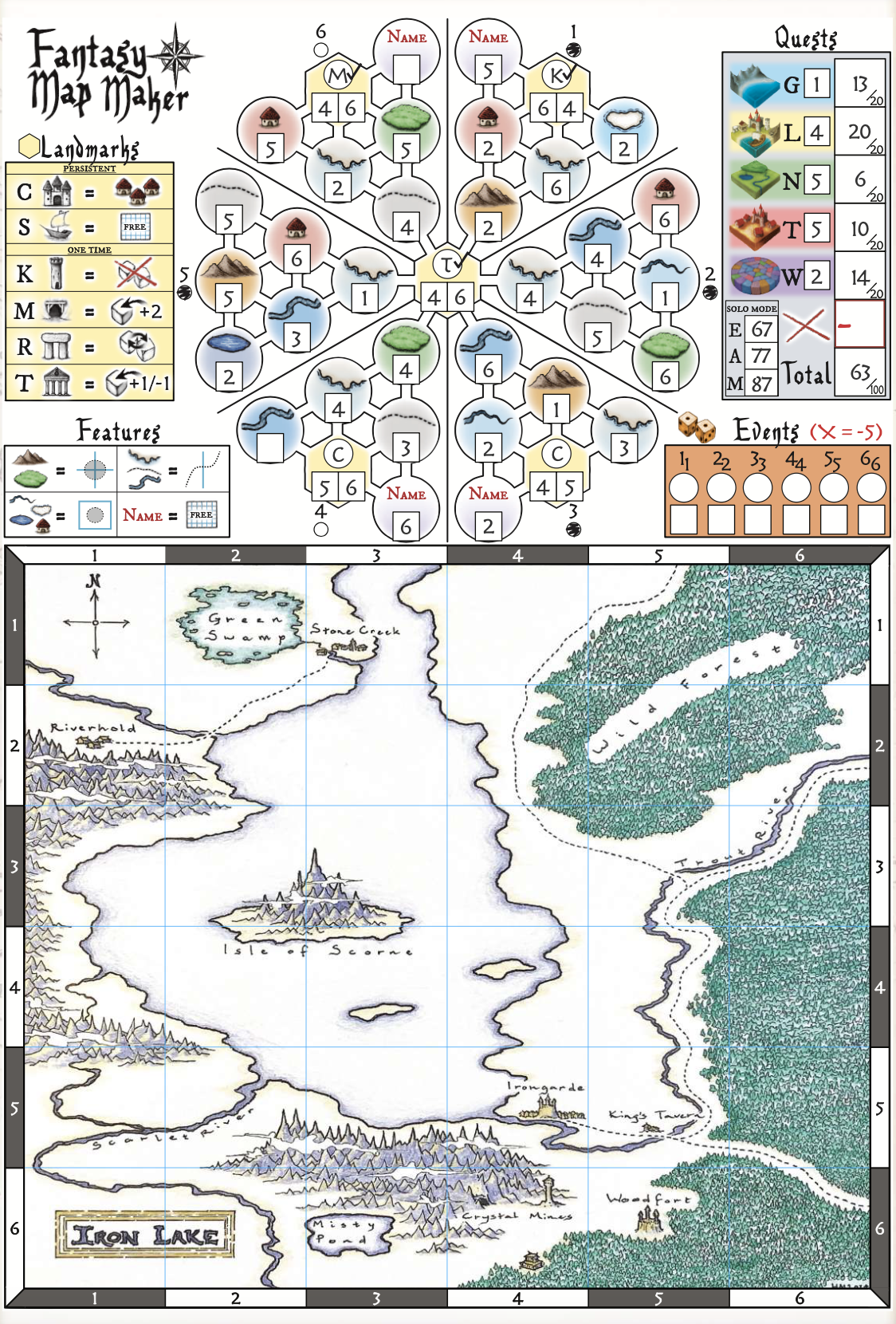 Fantasy Map Maker completed game sheet example
