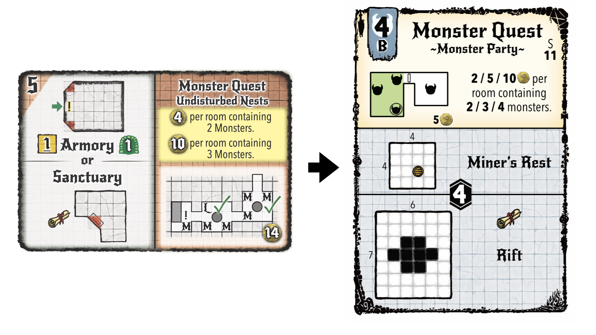 A comparison between the prototype and final version of the mapping cards.