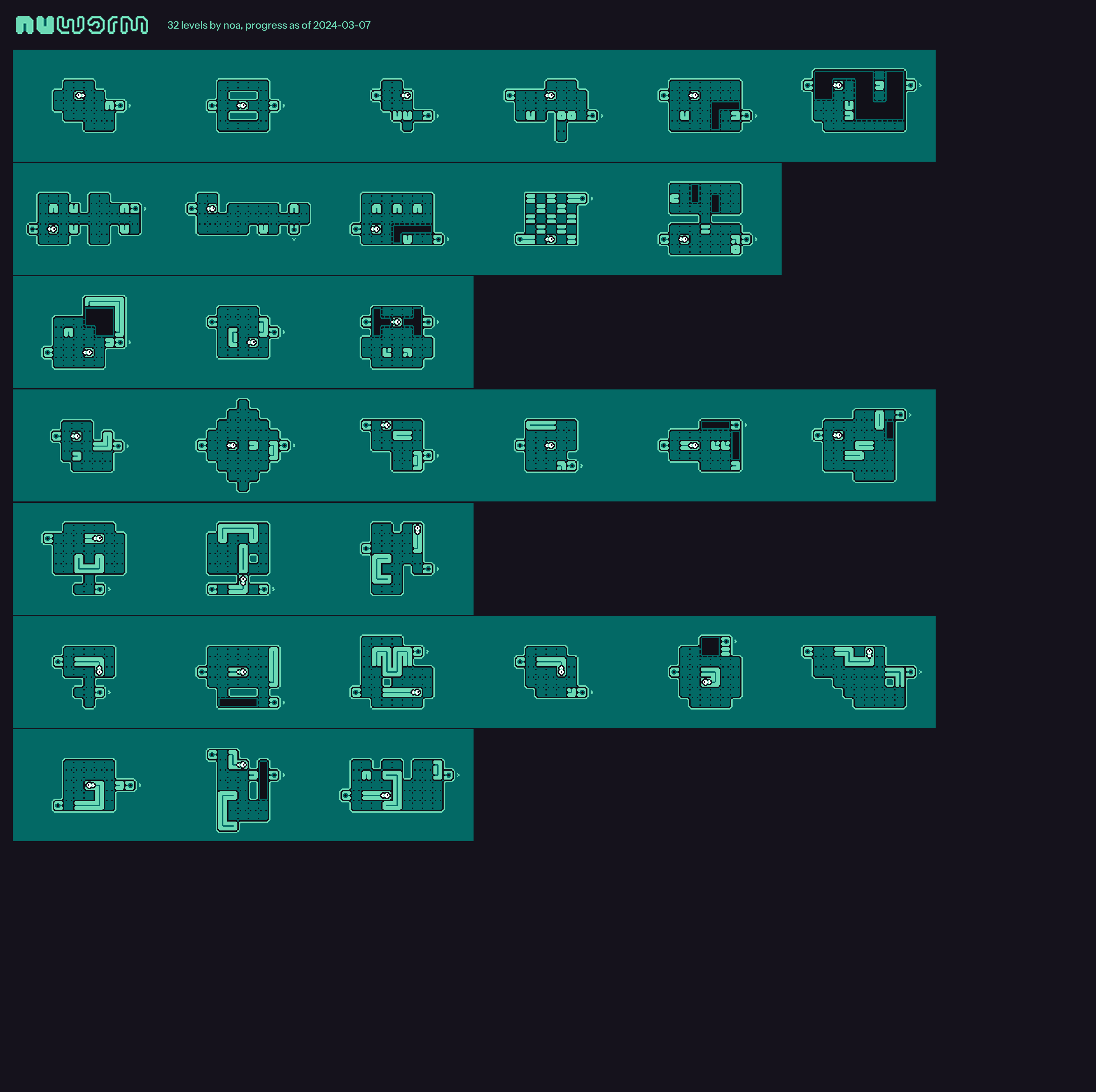Overview of the 32 levels I made at this point