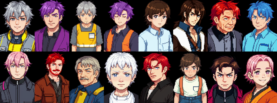 Male PixelArt Portraits 2 by Boris Naftaliev