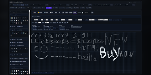 Cover image for ASky ASCII/Unicode Grid Studio