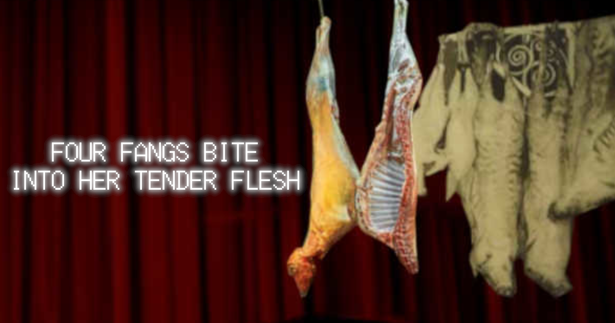 Cover image for four fangs bite into her tender flesh