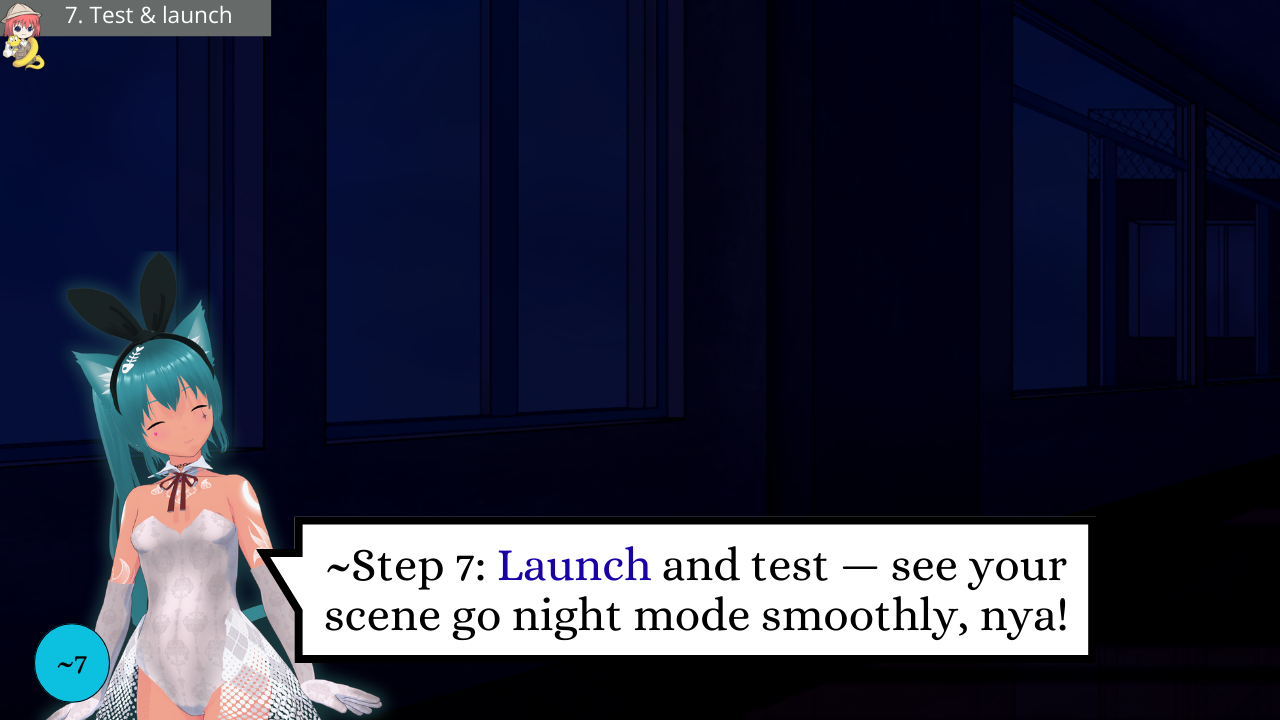7 – Ren’Py Night Filter Tutorial (MatrixColor) – Launch and test – Discover with Mia