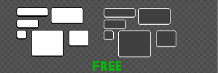 Black and white buttons and shapes for retro pixel  game