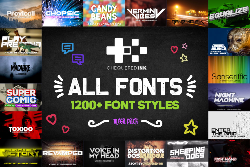 Comments 21 to 1 of 61 - All Fonts Pack by Chequered Ink