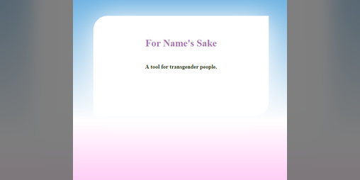 Cover image for For Name's Sake: Beta