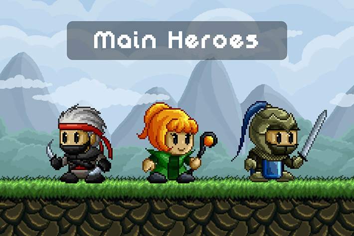 Characters for Platformer Games Pixel Art by Free Game Assets (GUI