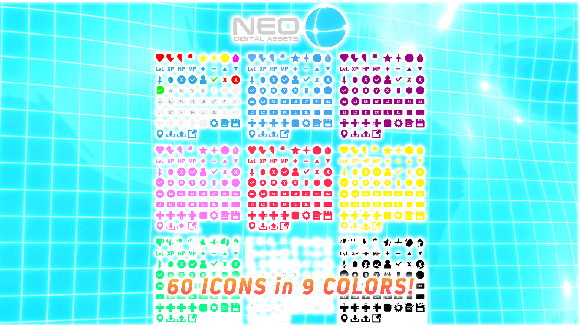 Neo Colorful UI Icon Collection in 9 colors