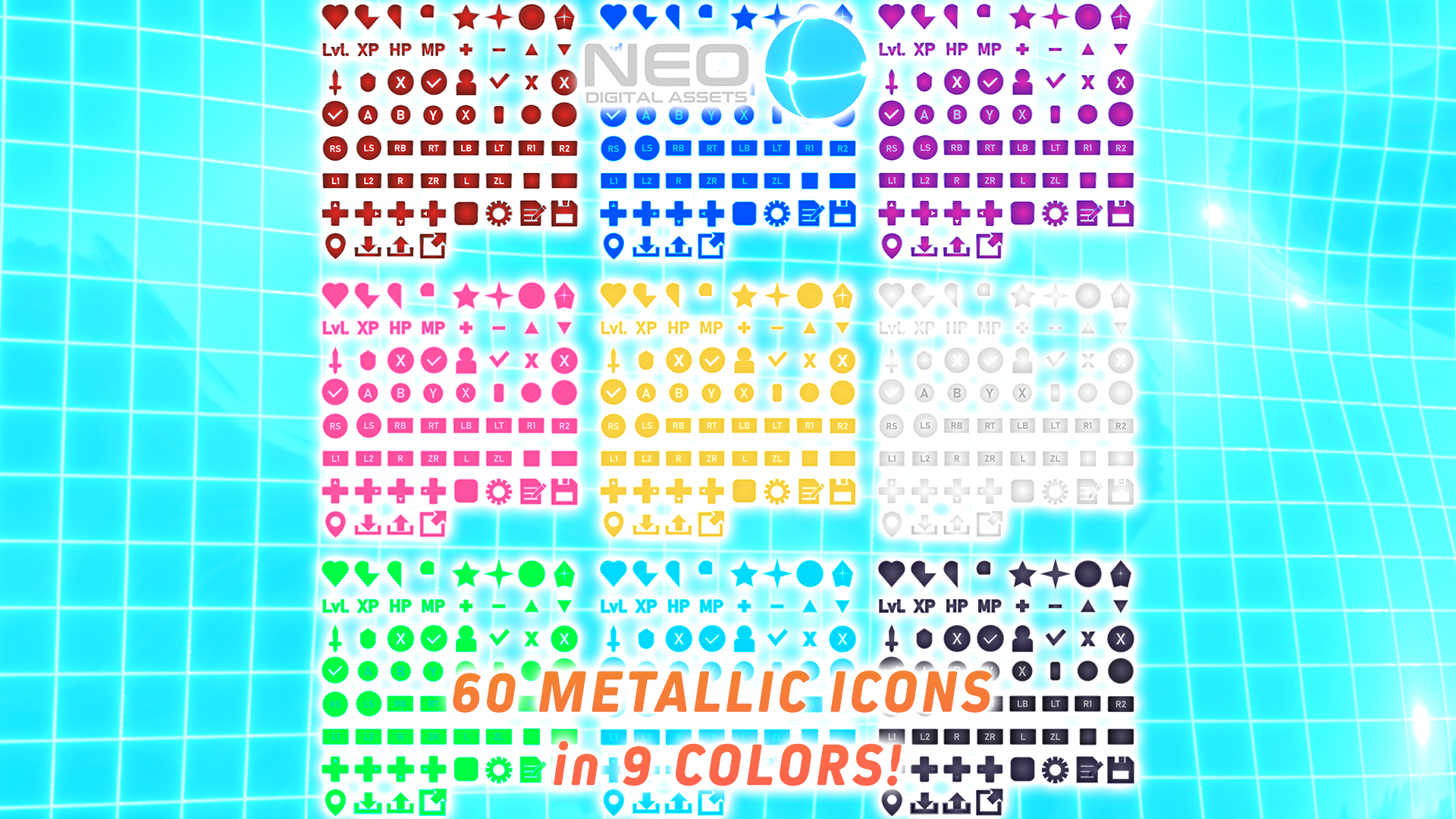 60 Metallic UI Icons Collection