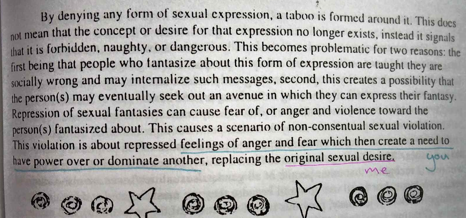 a passage on the particulars of the relationship between repression and expression