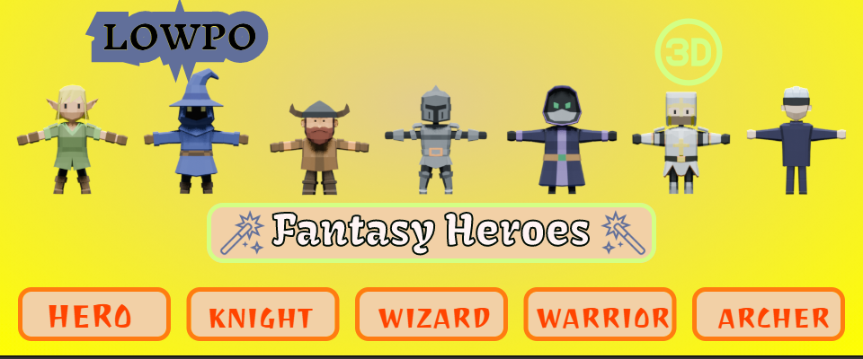 LOWPO : Fantasy Heroes – Low Poly 3D Character Pack