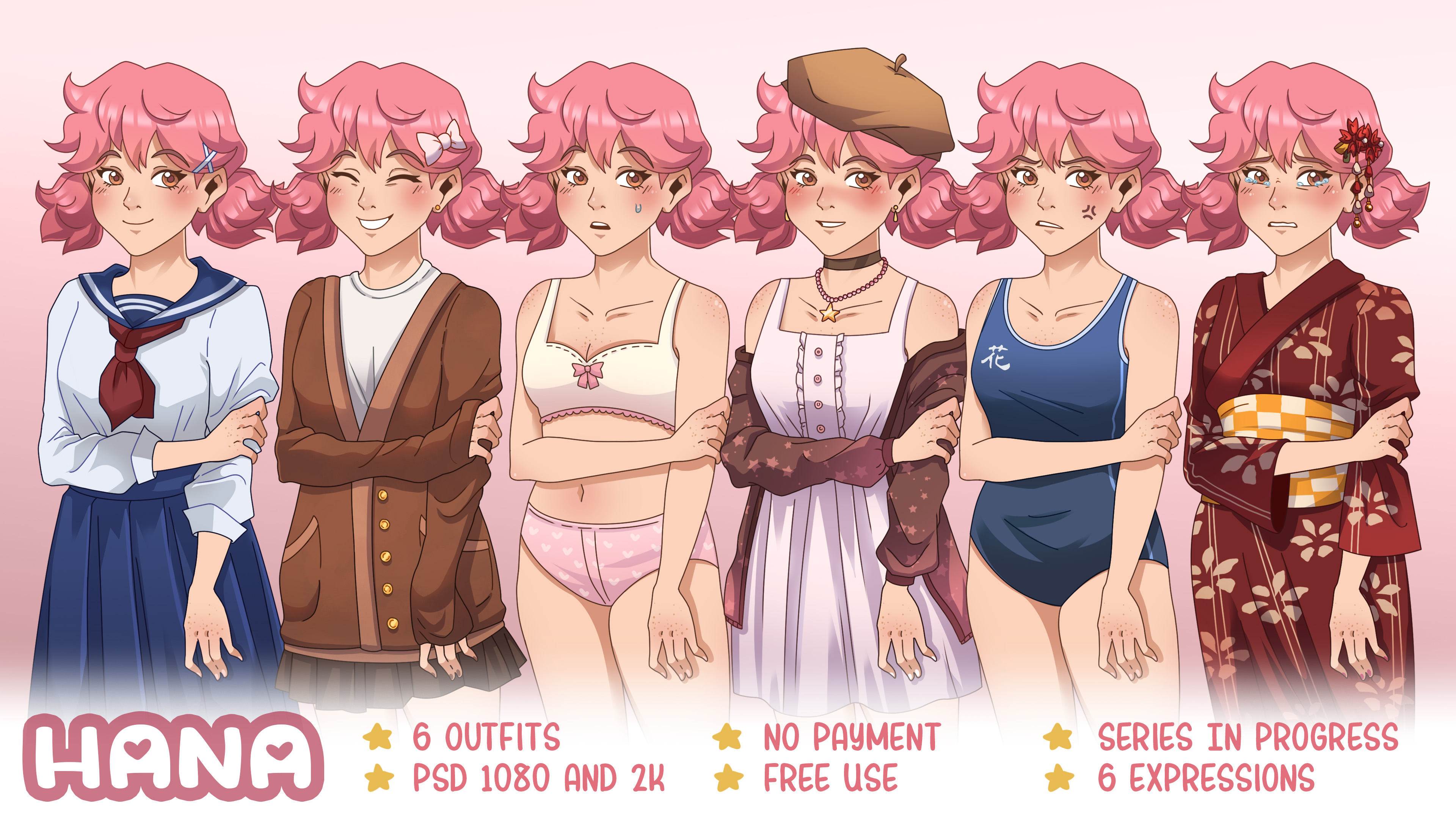 Hana- Visual Novel Sprite Set