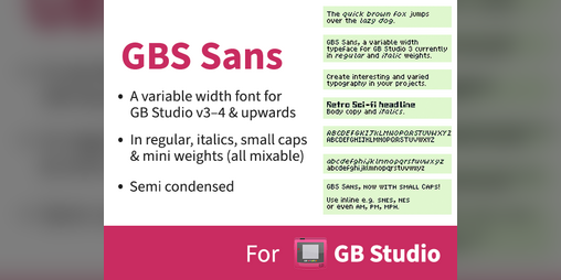 Cover image for GBS Sans (a GB Studio 4.x typeface)